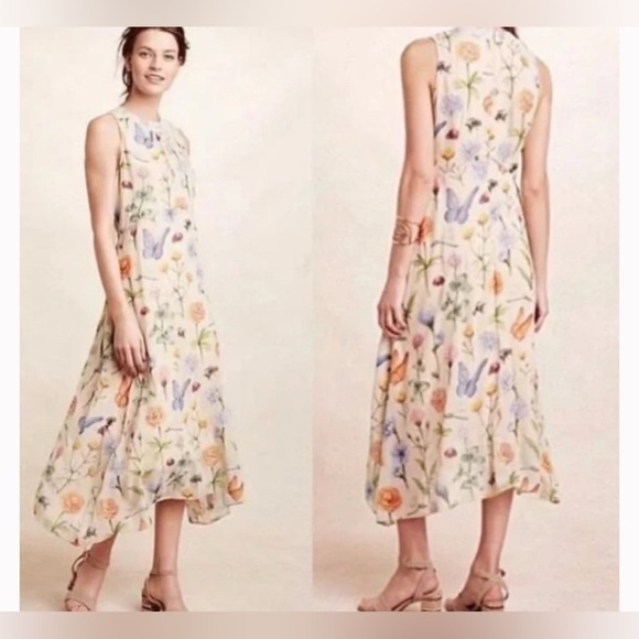 Anthropologie Dresses & Skirts - ANTHROPOLOGIE PANKAJ & NIDHI BUTTERFLY GARDEN SLEEVELESS LINED DRESS SIZE 2P